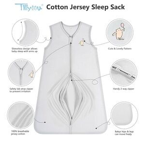Gray Cotton Jersey Sleep Sack for Kids